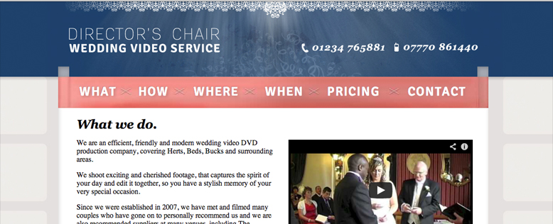 Director's Chair Wedding Video Business Website Design & Development